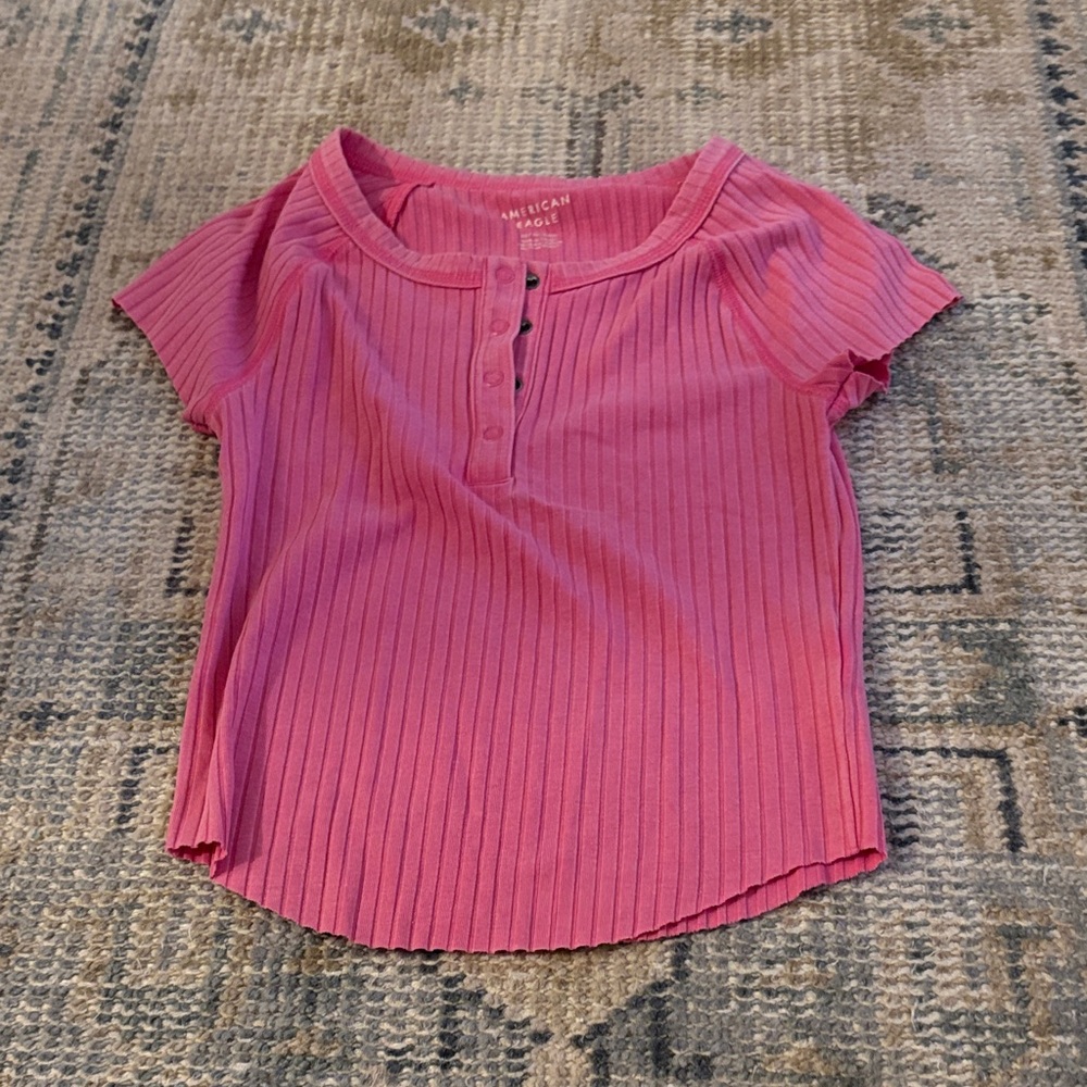 American Eagle Outfitters Kids Button Down Pink Shirt